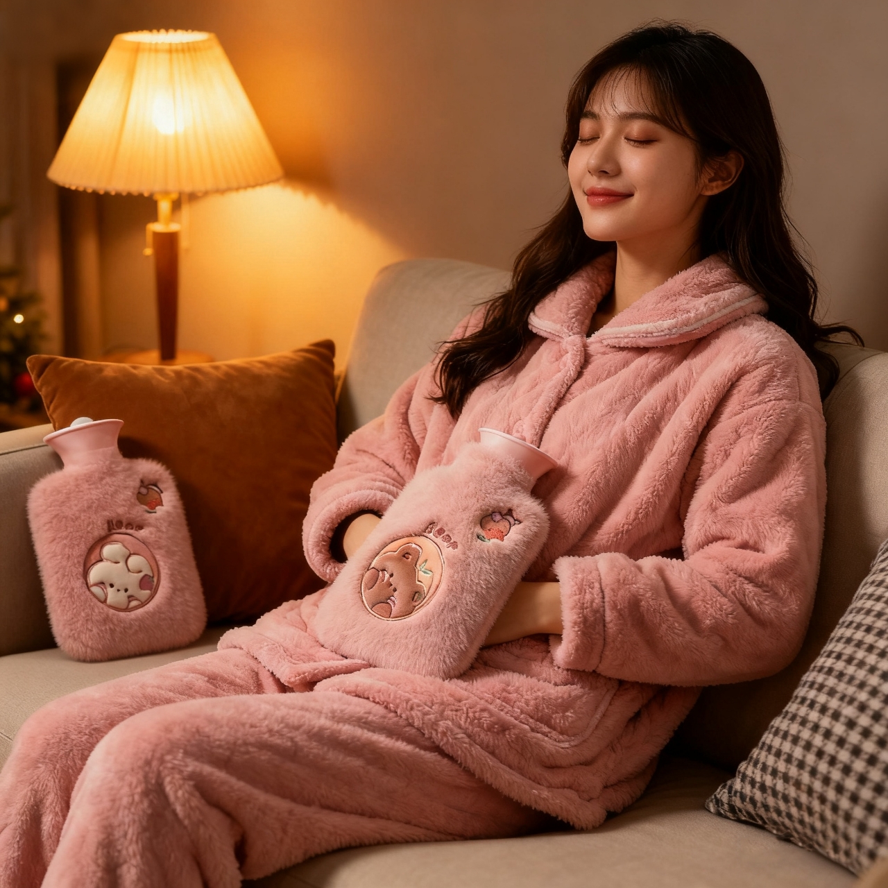 热水袋注水式毛绒热敷暖手宝