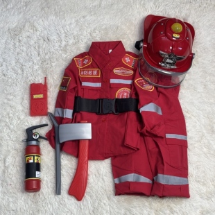 儿童消防员服装cosplay装扮表演服演练体验头盔长袖救援过家家