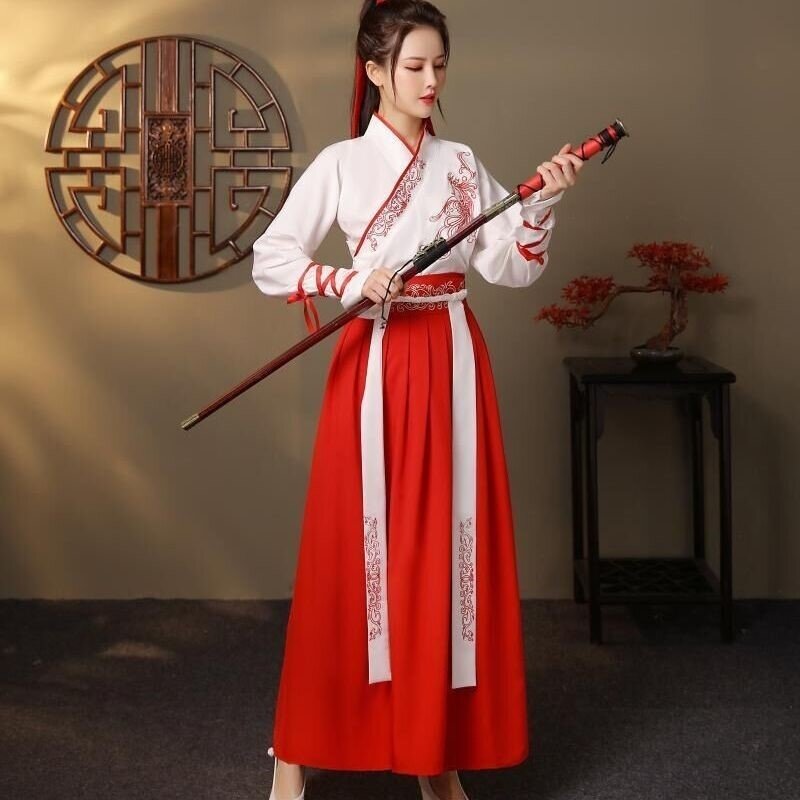 武侠风汉服女黑色霸气古风学生帅儿童演出服
