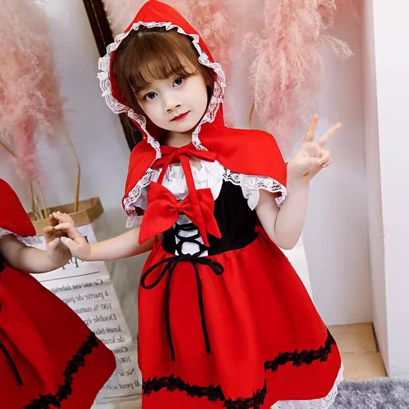 小红帽儿童服装红色表演服演出服舞台剧宝宝cosplay舞会大灰狼