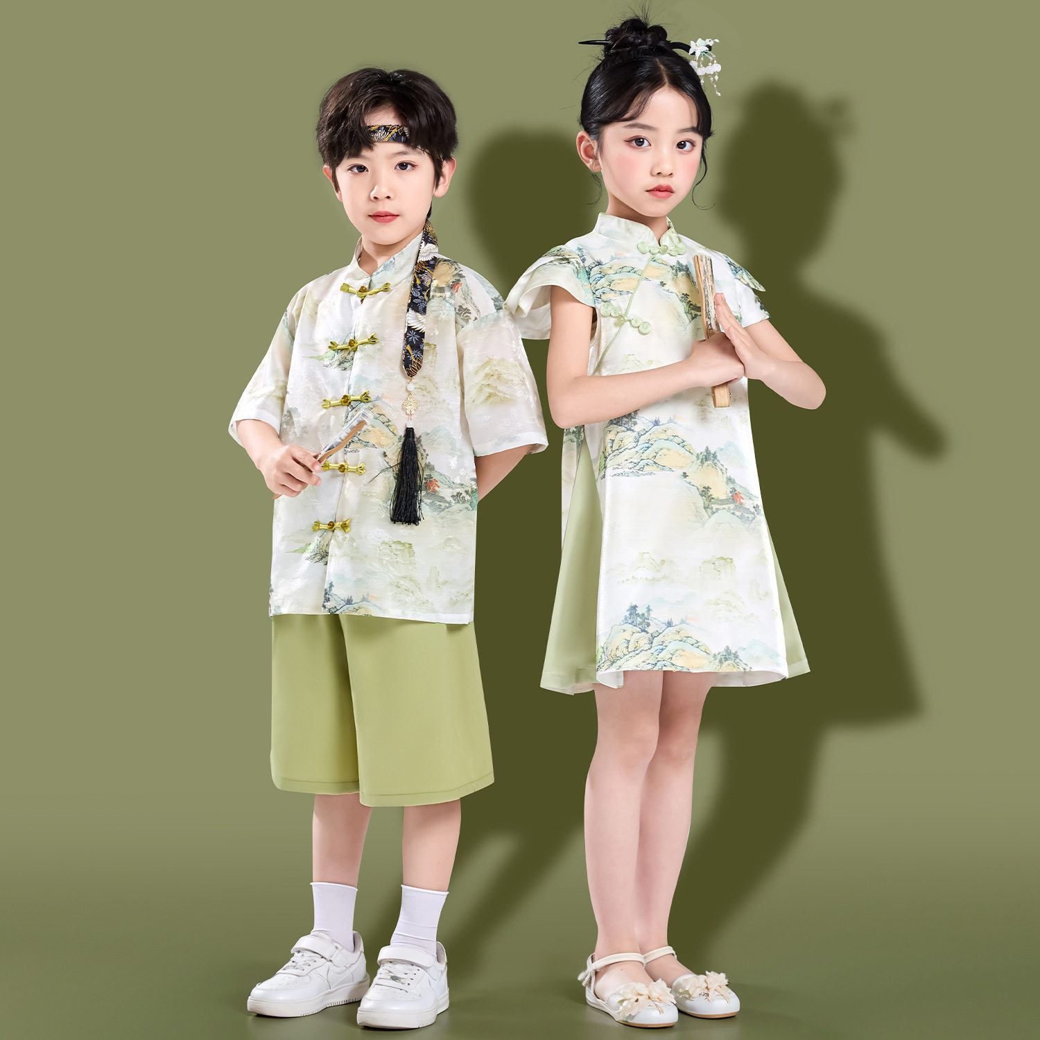 女童连衣裙夏装汉服旗袍裙儿童公主裙复古中国风唐装裙子民族风