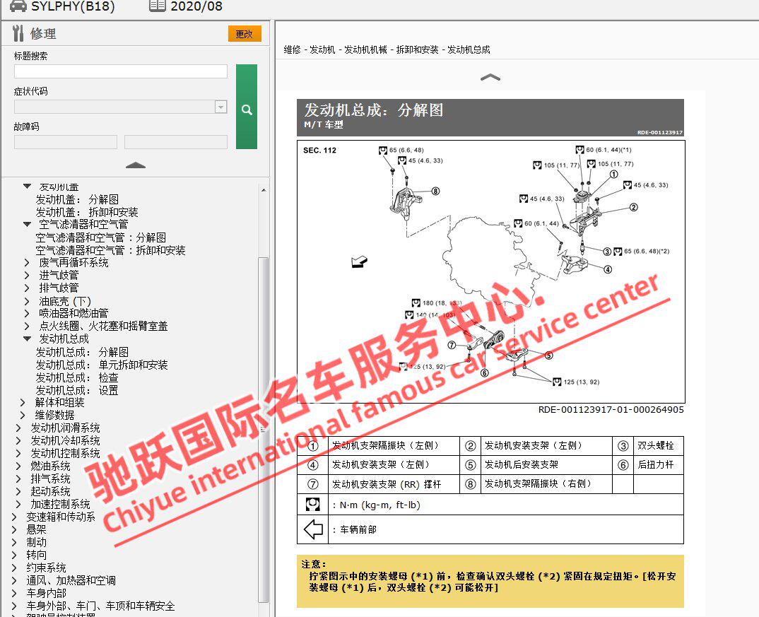 2020年款尼桑日产轩逸原厂维修手册电路图资料线路发动机正时b18