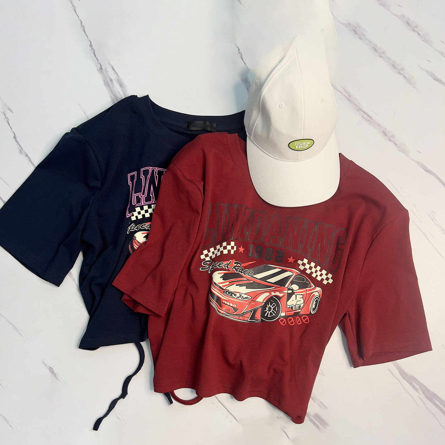 cici家韩版复古字母印花后背设计感镂空短款t恤夏季新款百搭垫肩t