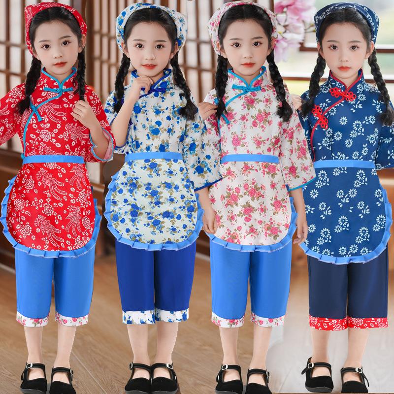 村姑儿童阿庆嫂成人旧社会衣服村花农村妇女舞台演出服大学生话剧