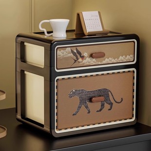 桌面收纳盒中古风复古高级感化妆品客厅卧室家用多层抽屉式置物架