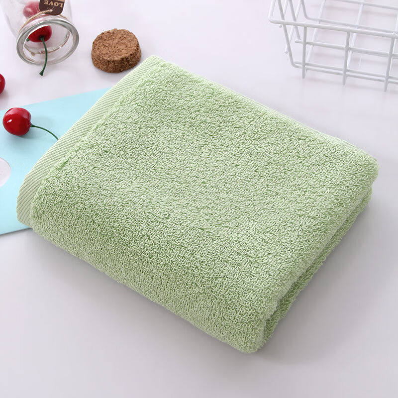 图强阿瓦提长绒棉毛巾纯棉加厚柔软吸水洗脸巾面巾绿色