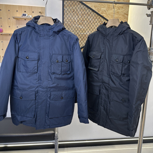 西班牙猛货防水耐磨保暖冬季男户外中长工装连帽加厚棉衣派克棉服