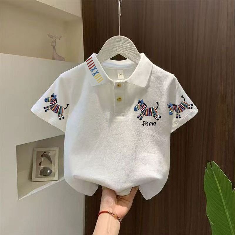 100%纯棉T恤儿童polo衫短袖夏季男女童韩版潮牌小马印花洋气上衣图片