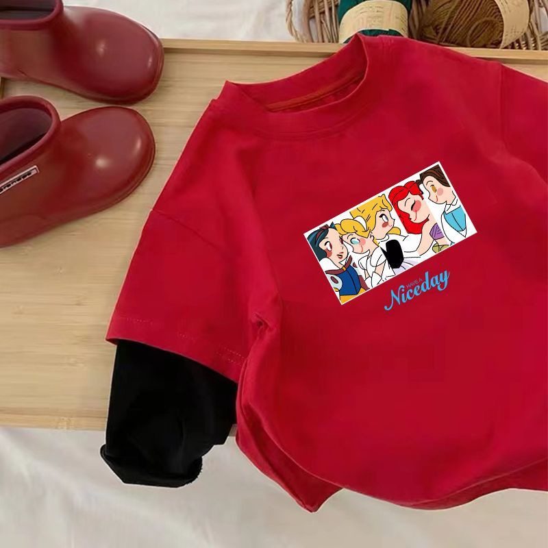 女童白雪公主印花纯棉长袖T恤新年服假两件洋气卡通中小童春秋款,童装/婴儿装/亲子装,T恤,淘宝优惠券,粉丝福利购,淘宝优惠卷