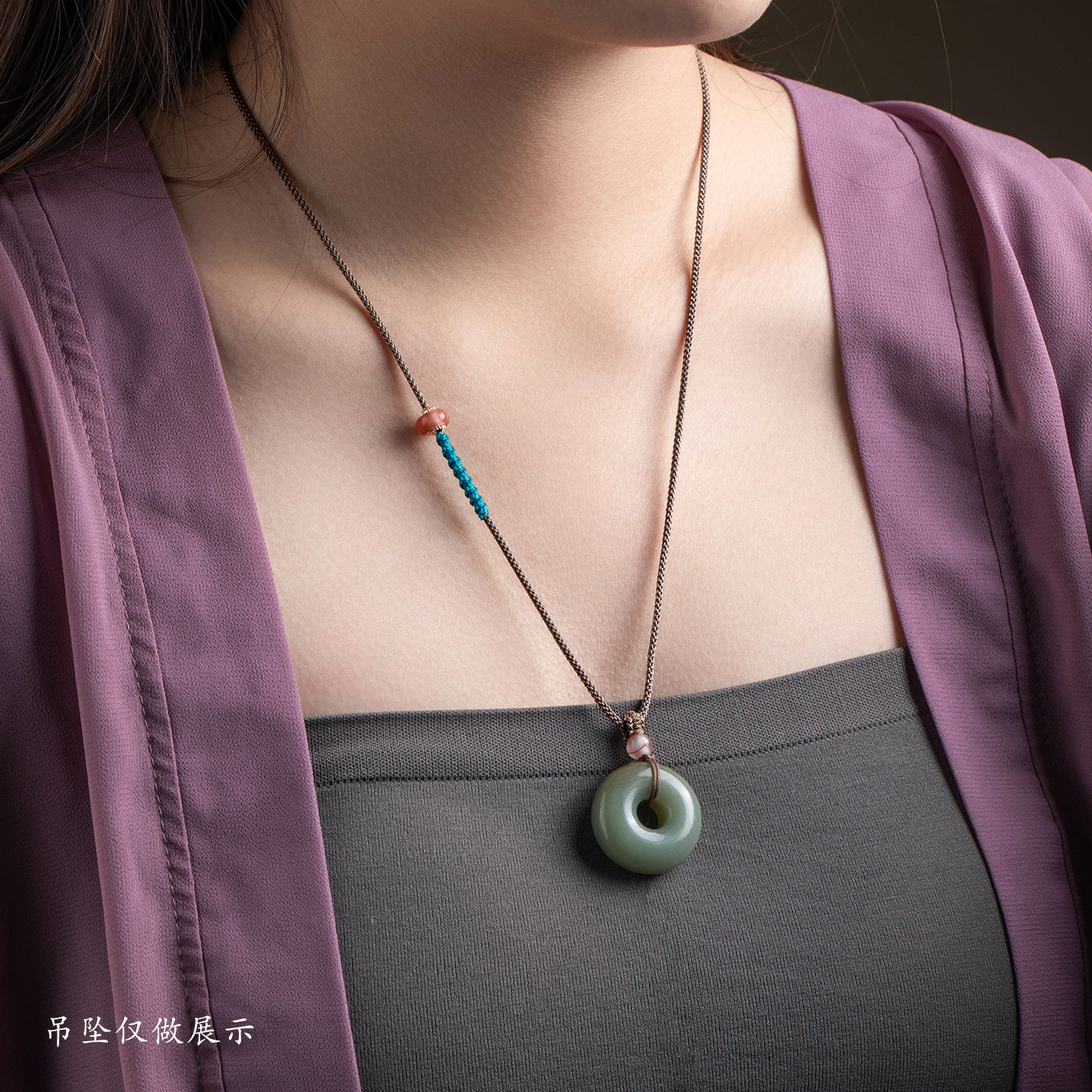 天然南红玛瑙高档绳子吊坠挂绳棕色项链绳手工编织玉石翡翠配件绳