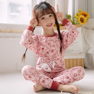 宝宝打底保暖内衣睡衣 纯棉女孩儿童线衣线裤 女童秋衣套装 全棉秋裤