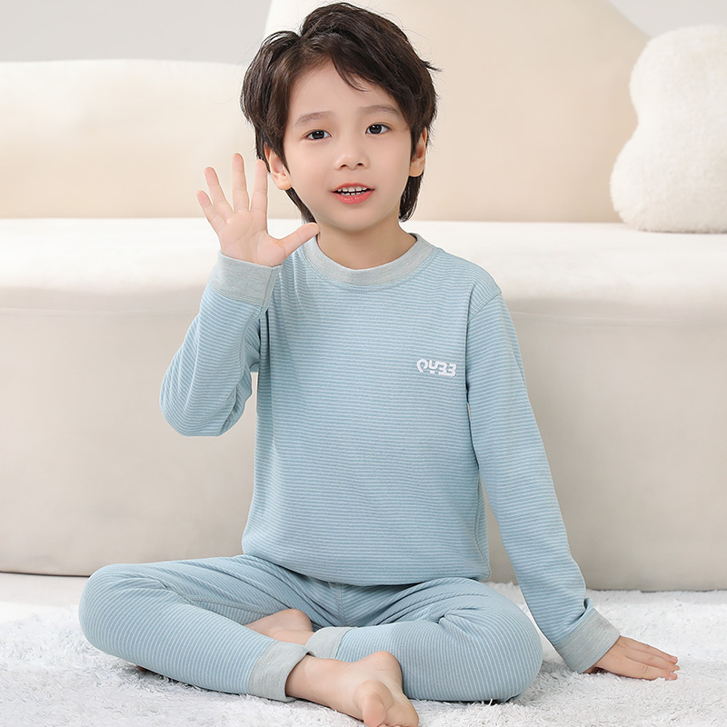 德绒儿童打底保暖内衣秋冬套装男童女童中领秋衣秋裤加厚冬季睡衣