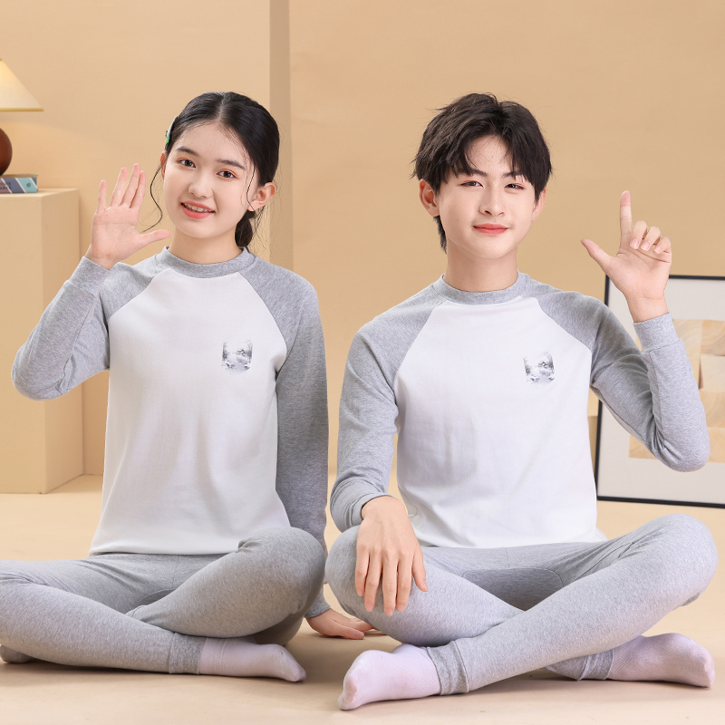 100%全棉纯棉大童秋衣秋裤套装