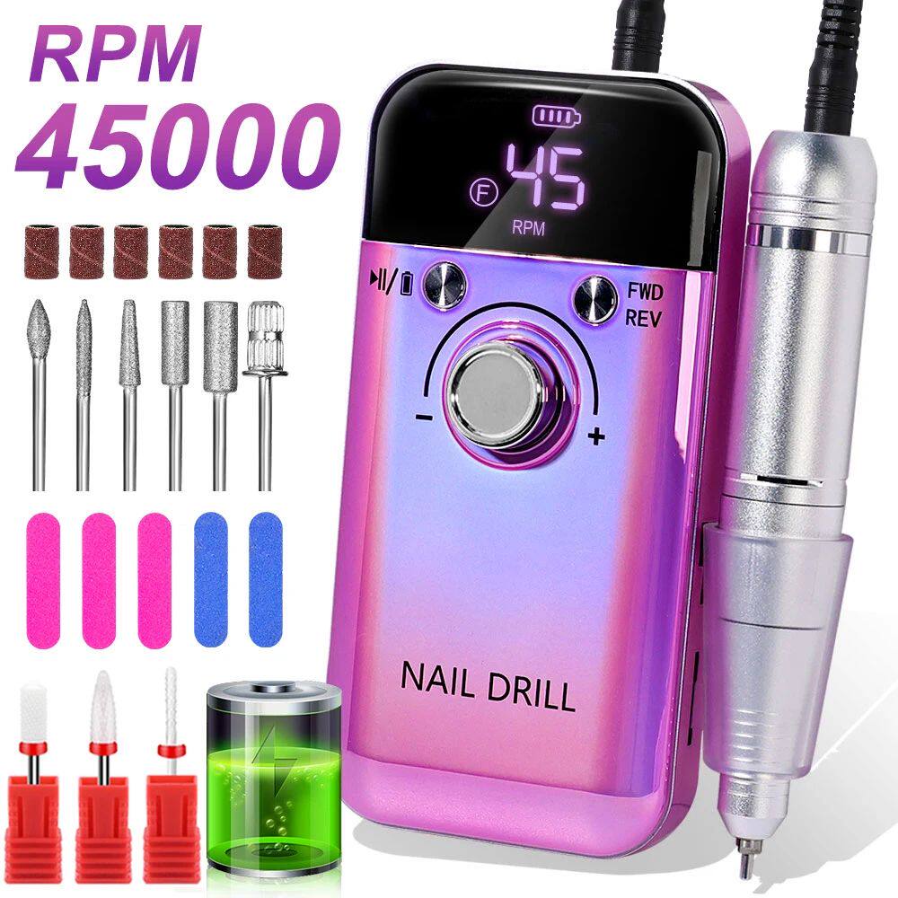 Professional 45000RPM Electric Portable Nail Drill Machine R
