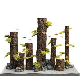 鱼缸仿真树干直条沉木水草树根雨林造景树皮杜鹃根香槟树桩森林景