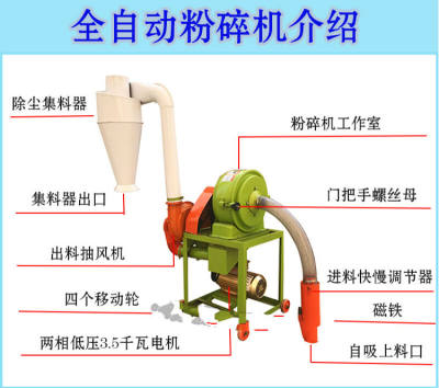 全自动锤片自吸式玉米颗粒饲料粉碎机五谷杂粮打粉机加工磨面机全