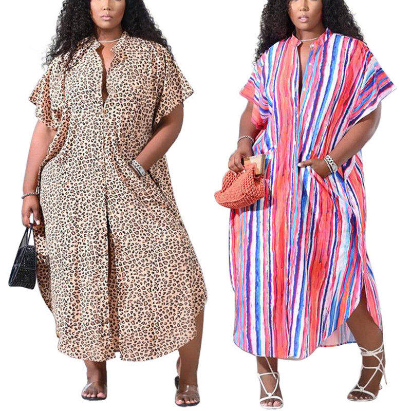 Summer Plus Size Loose print skirt L-4XL fat Women Dress