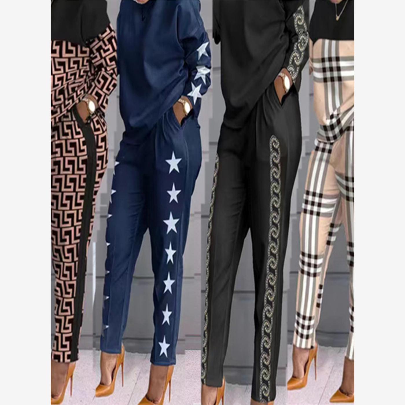 2023 Summer ladies tops long pants 2 pieces set women suit