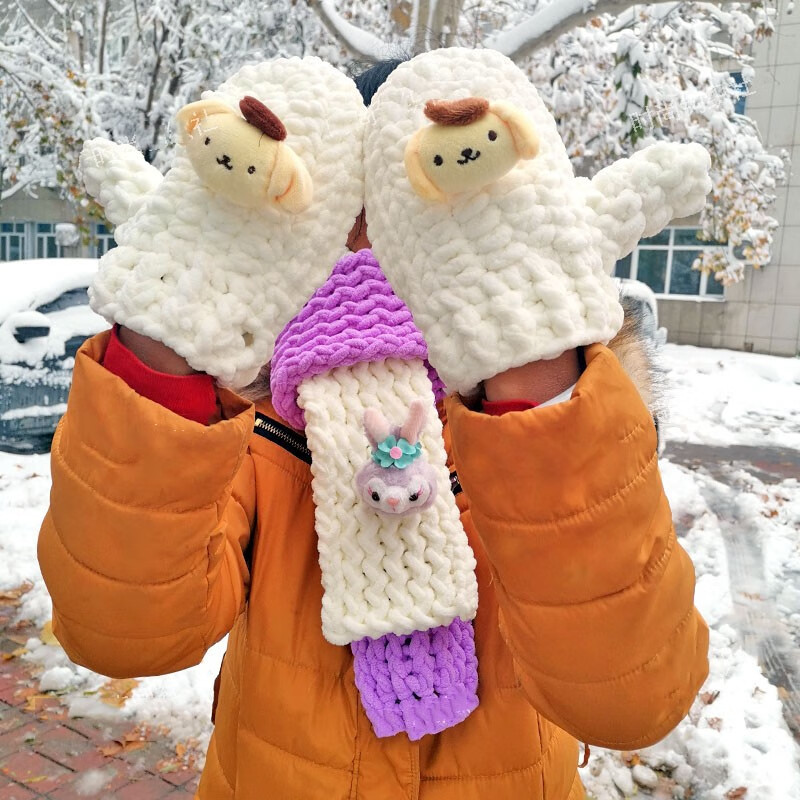 自制手套diy手工编织玉桂狗成品材料包毛线团送礼男女友可爱礼物