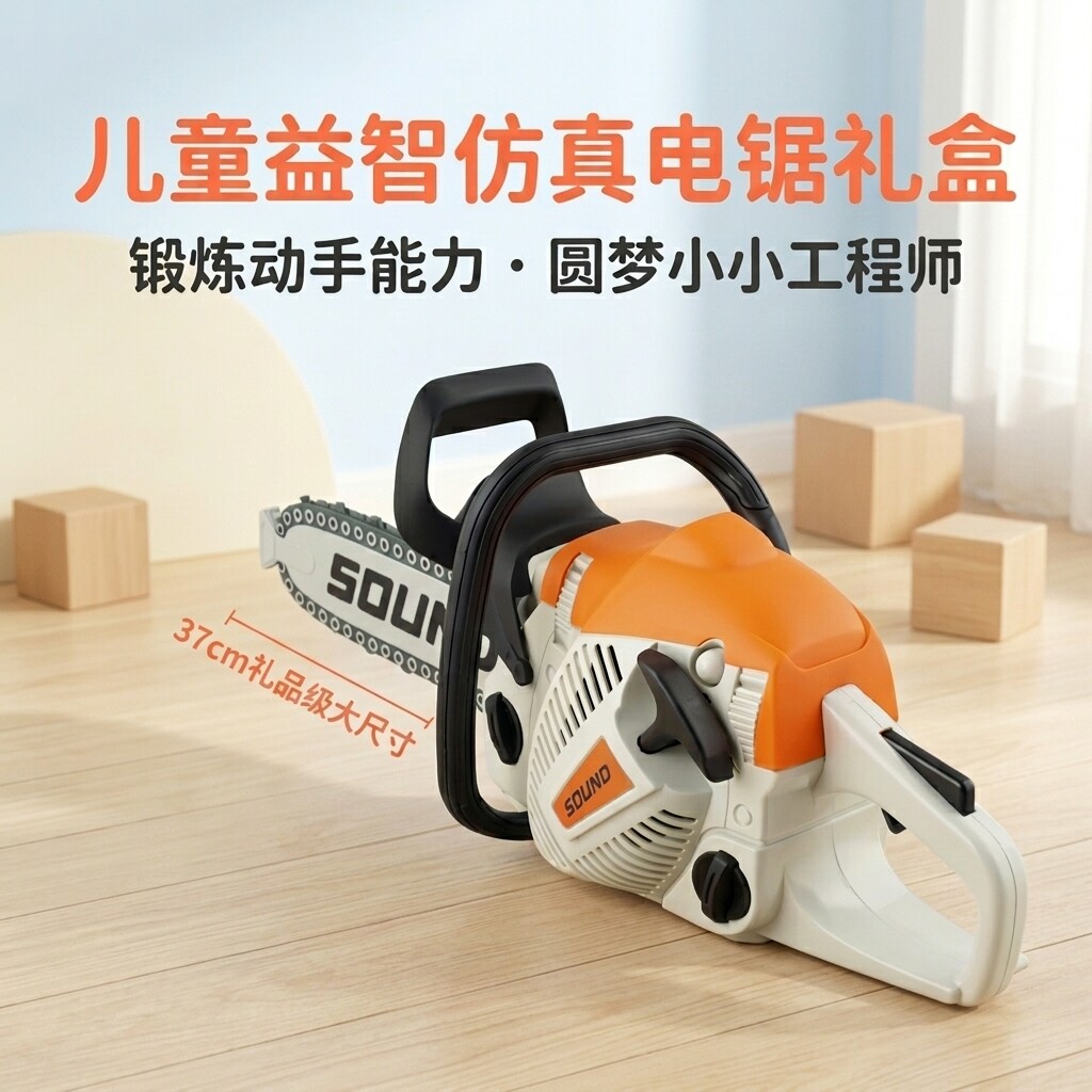 大号电动光头强电锯玩具搭配护目镜男宝益智维修工具套装趣味玩具