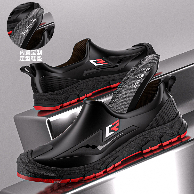 防水低帮雨鞋水鞋男士短筒