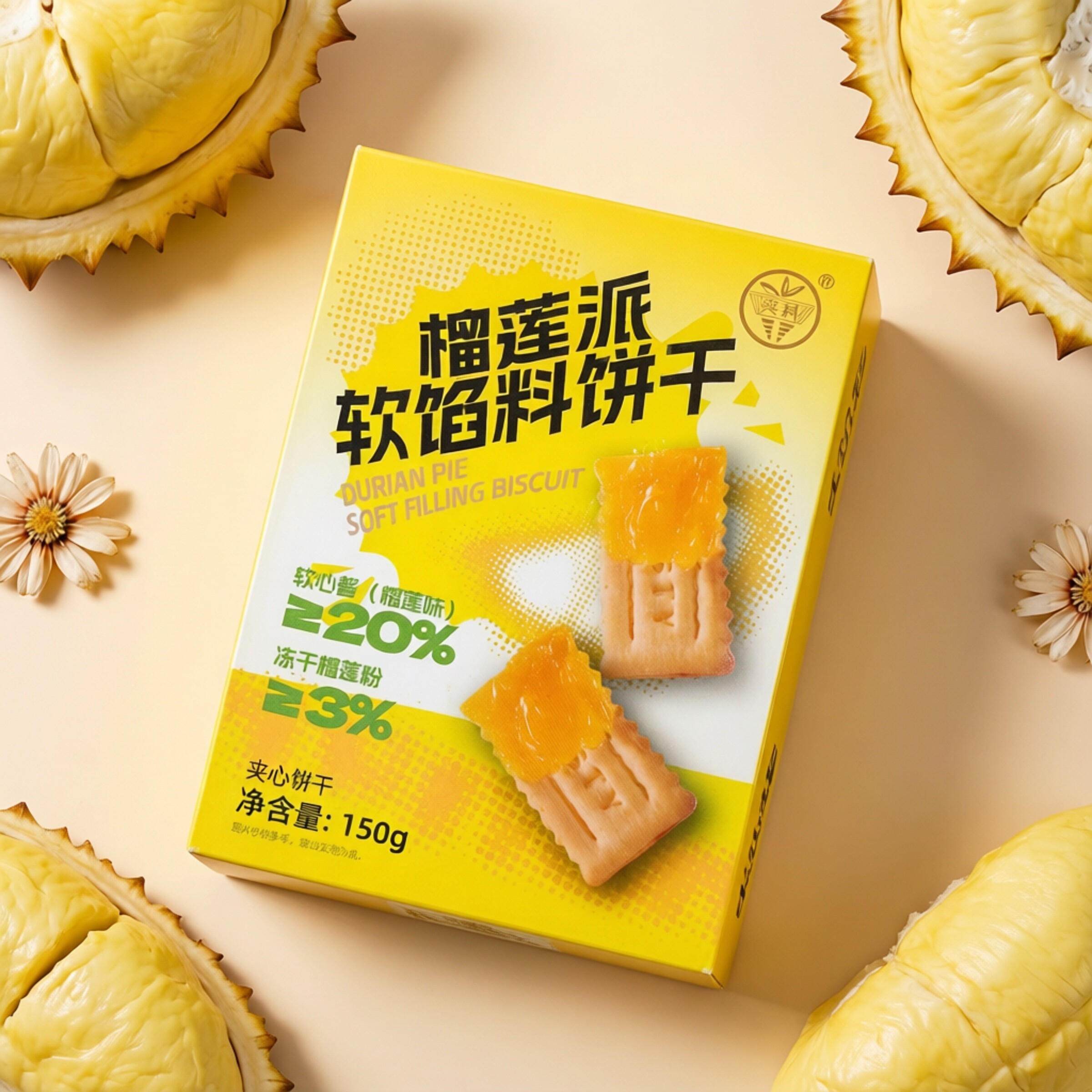 海南特产兴科榴莲爆浆夹心酥脆饼干双层夹心零食解馋兴隆植物园
