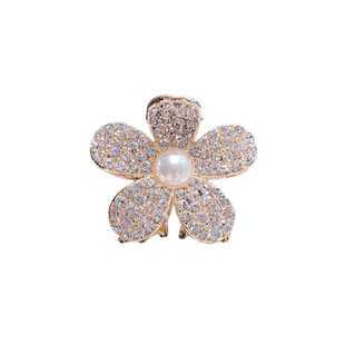 轻奢高端水钻珍珠花朵发夹气质后脑勺半扎发抓夹中号鲨鱼夹高级感