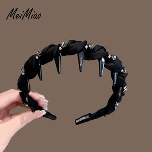 蓬松显发量水钻缎面波浪带齿发箍女高颅顶洗脸头箍网红发卡压发捆