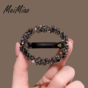 2025新款后脑勺盘发夹时尚洋气椭圆镂空半扎弹簧夹高级感抓夹顶夹