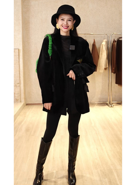【IZUO颐着】非遗香云纱结合宝嘉美金牌黑貂貂绒西装水貂皮草外套