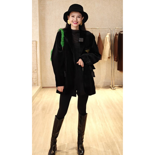 【IZUO颐着】非遗香云纱结合宝嘉美金牌黑貂貂绒西装水貂皮草外套