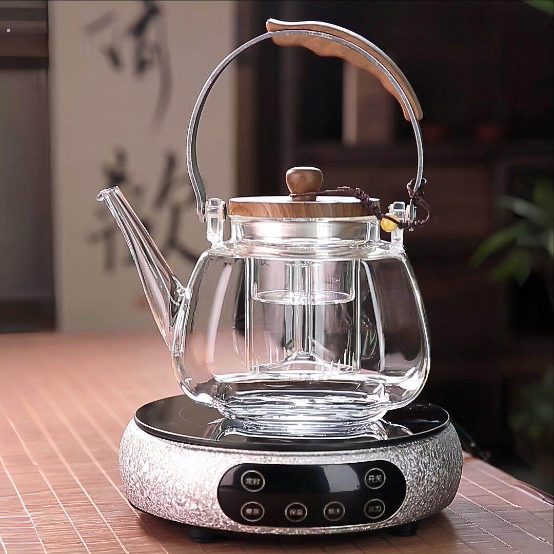 2025新款玻璃煮茶壶电陶炉套装大容量透明茶壶泡茶器蒸煮一体家用