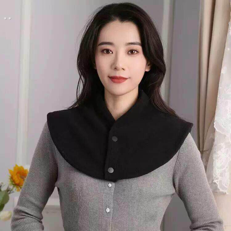 保暖护肩百搭假领子女睡觉保颈椎穿空调房坎肩大衣领绒内搭围脖套