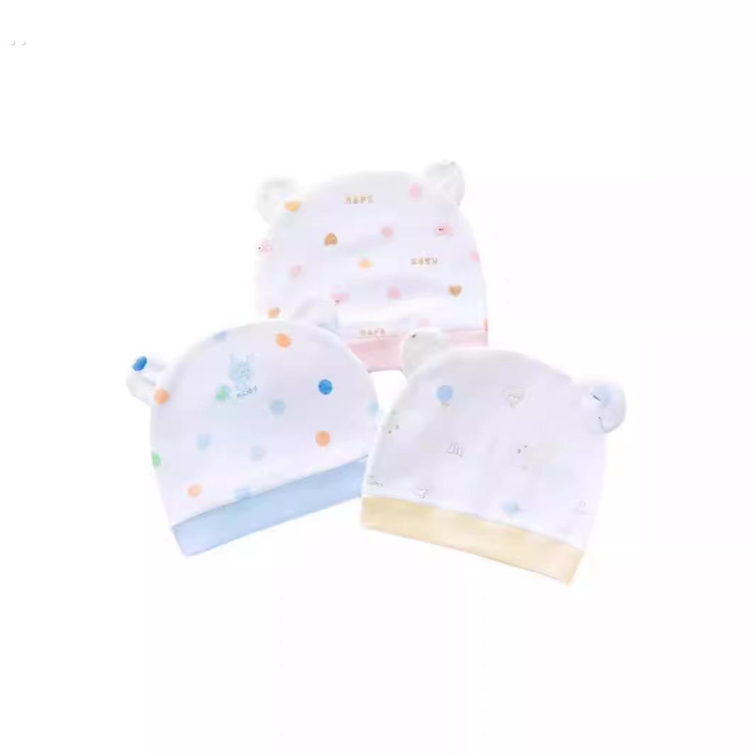 新生儿胎帽单层薄款婴儿帽子纯棉A类0-3个月宝宝子护囟门一件