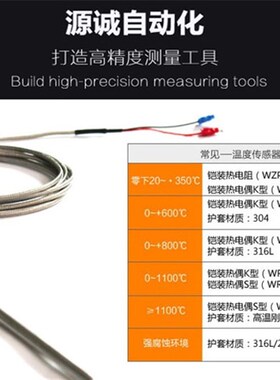 K型铠装wrnk-191热电偶E型J型热电偶探针温度传感器变送器4-20ma