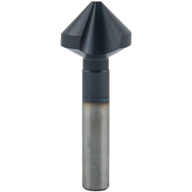 90超硬涂层倒角刀直柄三刃单刃不锈钢沉孔去毛刺螺丝扩孔倒角钻