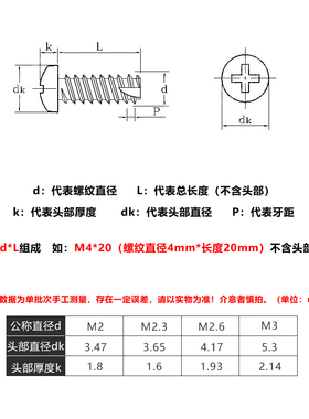 PT碳钢镀镍十字盘头自攻螺丝钉圆头割尾M2.6M3x4X5*6*8*10*12*16*