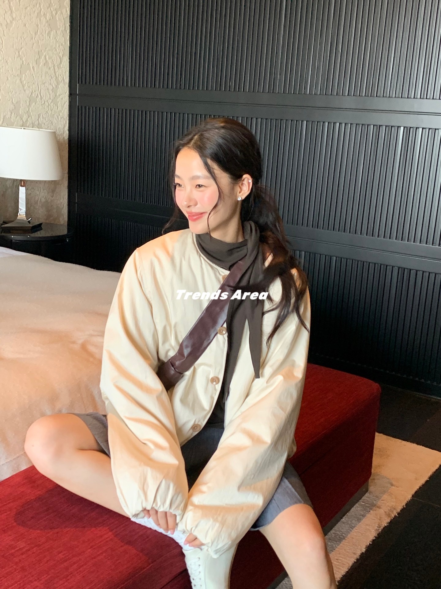 Trends Area定制刘雯同款 25冬季经典奶油色飞行员夹克保暖棉服女