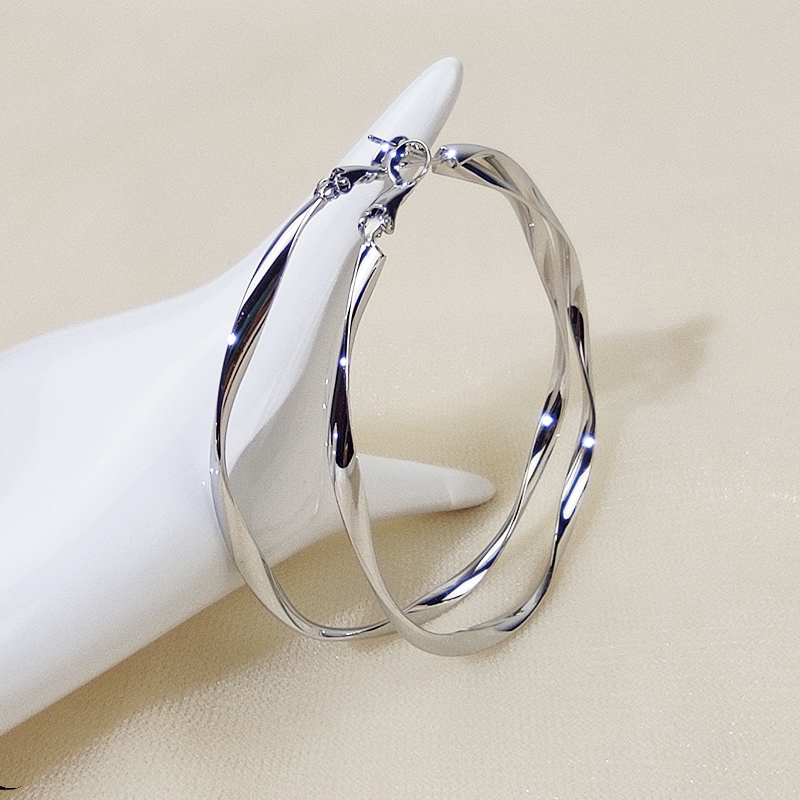 9999纯银耳环大圈圈耳环女韩国气质简约圆圈新款高级感素耳坠耳饰