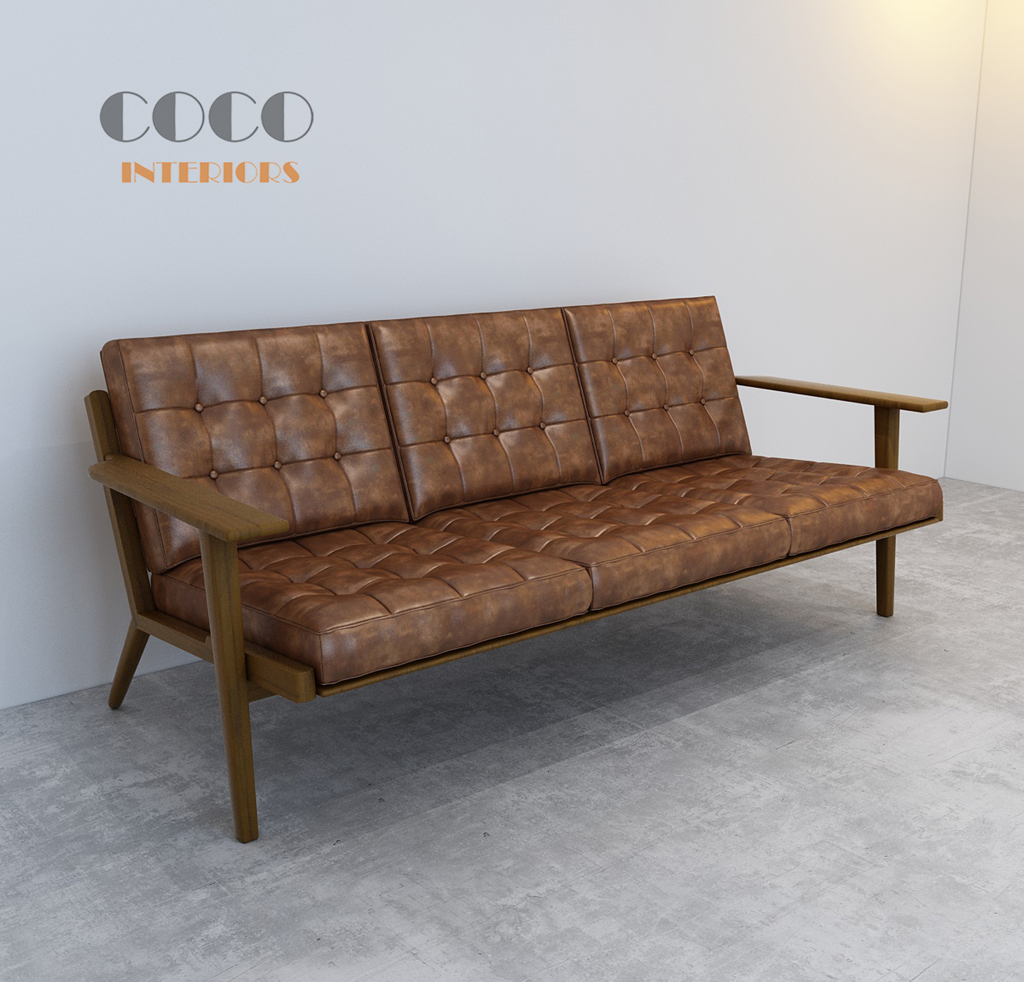 Hans Wegner plant sofa北欧经典实木设计师休闲复古油蜡皮沙发