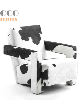 Utrecht chair cowhide北欧单人毛皮现代艺术设计师休闲创意椅