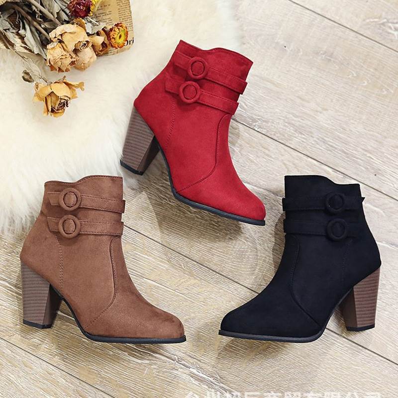 Suede High heels Big yards villi ladies boots 加绒大码女短靴图片