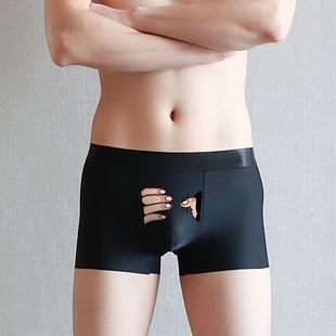 Funny Cartoon Underwear Men Ice Silk Boxer Shorts Sexy Cute