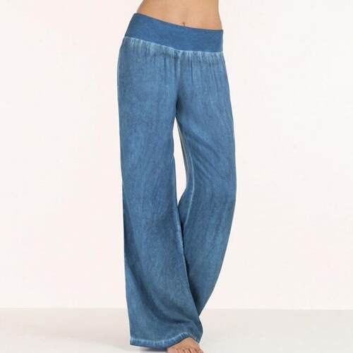 2019欧美薄牛仔阔腿长裤女Plus size S-5XL big women long pants