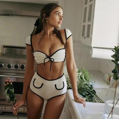 Women High Waist Swimsuit Bandage Bikini Set High Cut Swimwe