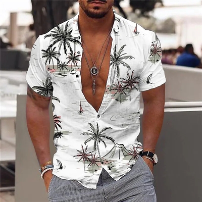 ch 5xl Short Sleeve Fashion Tops Tee Shirt Men Blouse Camisa