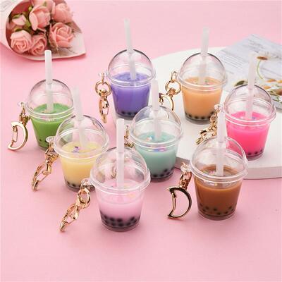 Cute Mini Bubble Tea Keychain For Women Acrylic Simulation