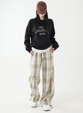 ADER DANCE春季新款2025运动裤男女美式直筒休闲裤弯刀阔腿卫裤