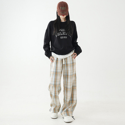 ADER DANCE春季新款2025运动裤男女美式直筒休闲裤弯刀阔腿卫裤