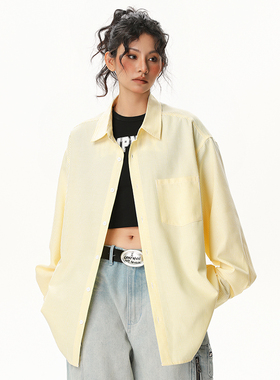 ADER DANCE春夏韩系经典条纹翻领衬衫男女同款休闲慵懒衬衣